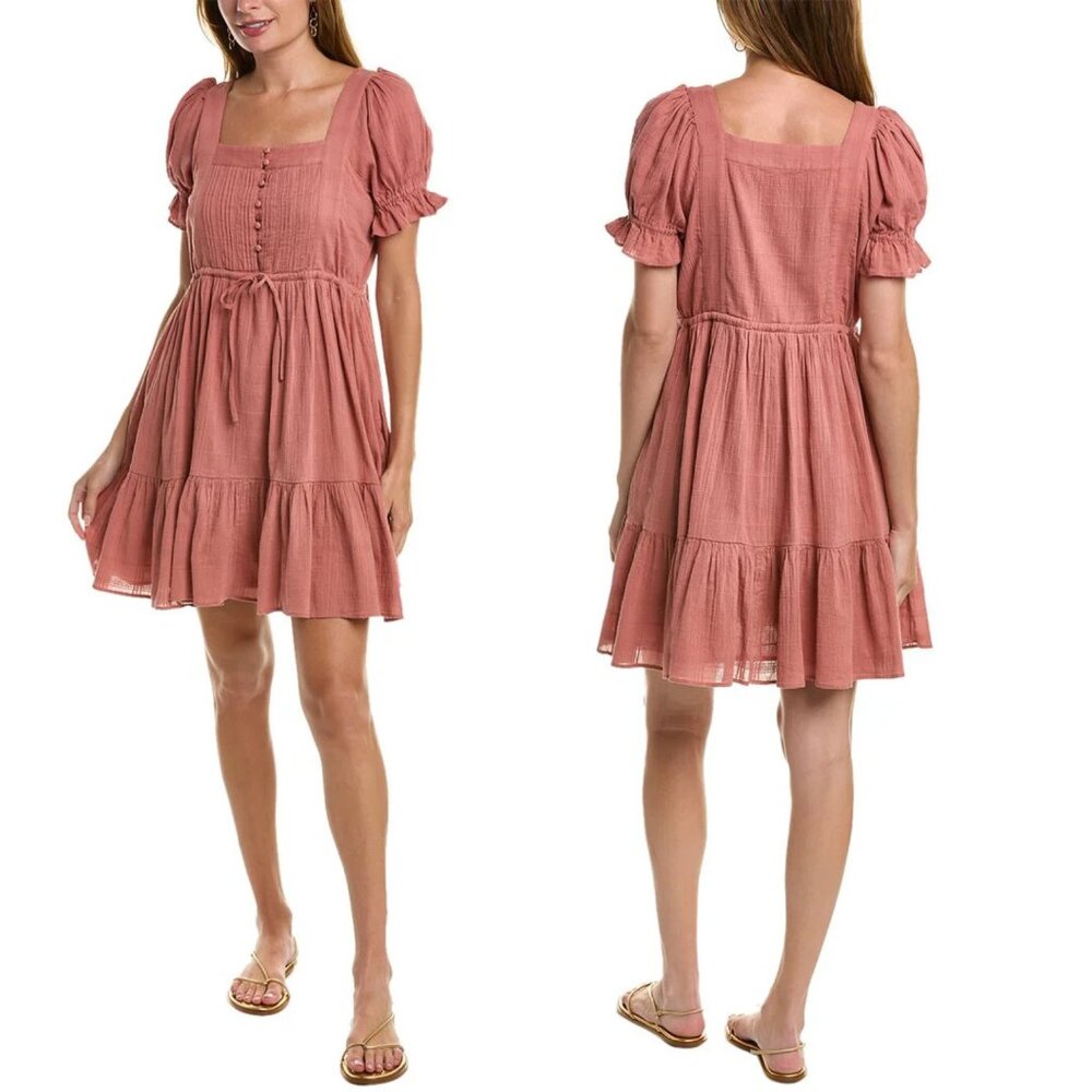 Madewell Mauve Pink Puff-Sleeve Mini Dress